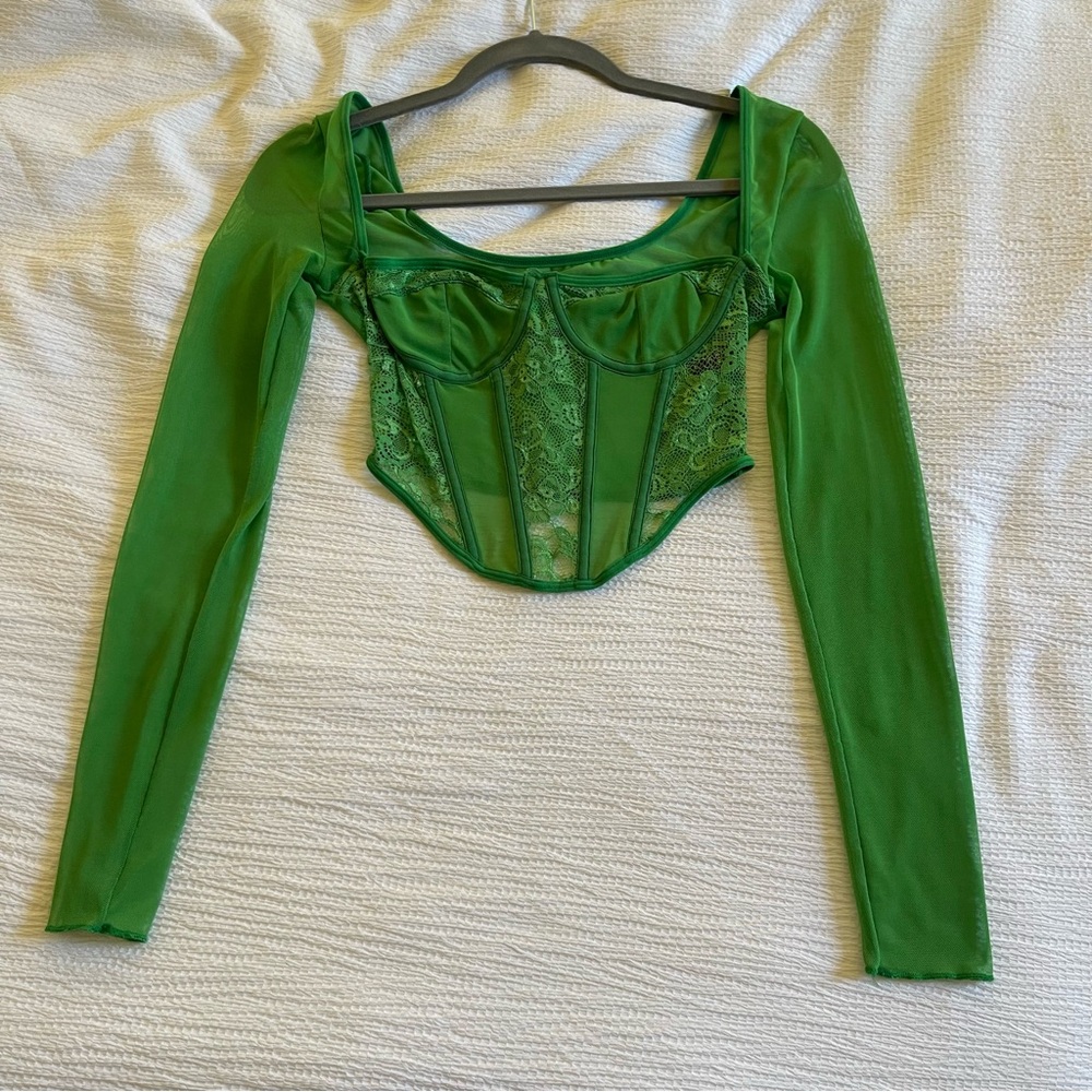 Shein Green Lace Corset Top
